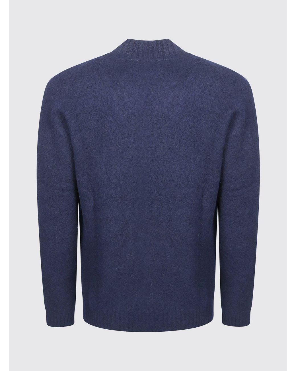 Drumohr Blue Crewneck Long-Sleeved Wool Blend Jumper With Ribbed Trims for men