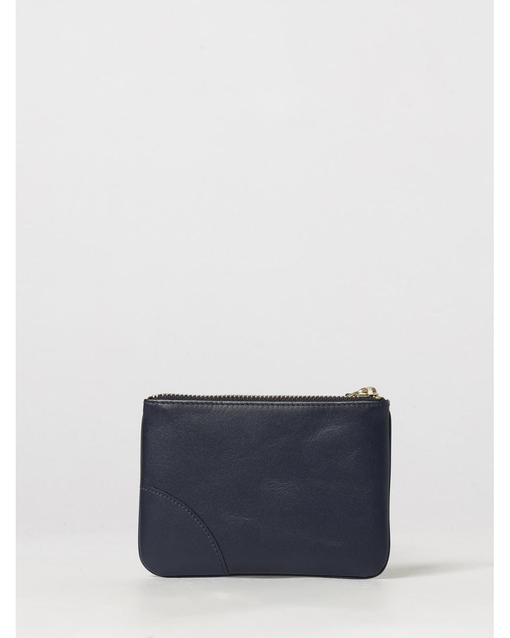 Comme des Garçons Blue Smooth Leather Card Holder With Zip And Logo for men