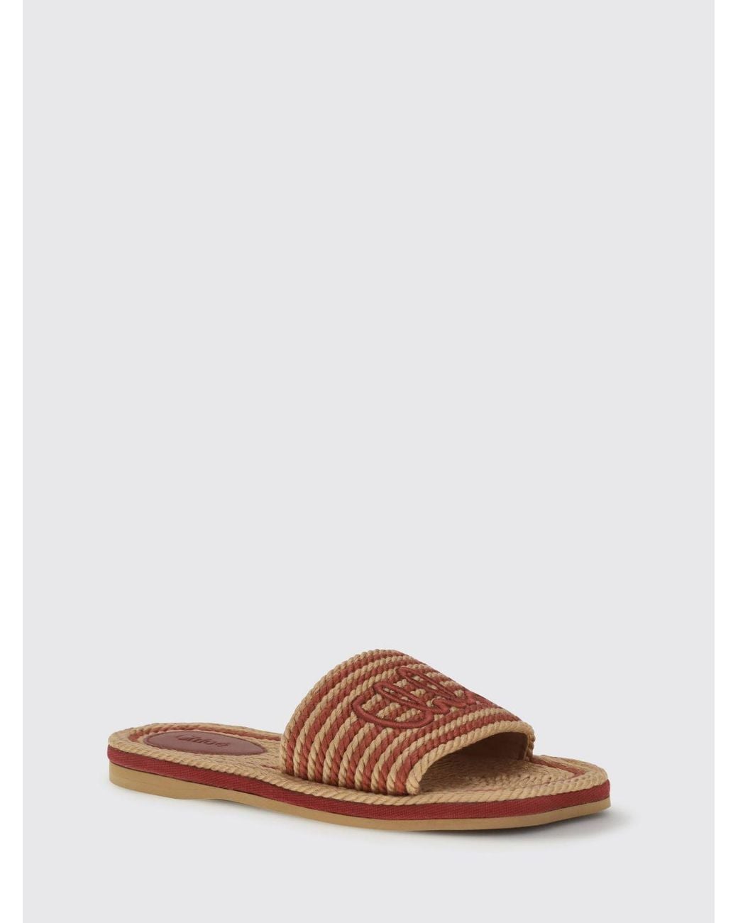 Chloé Brown Chlo&Eacute Striped Woven Rope Sliders