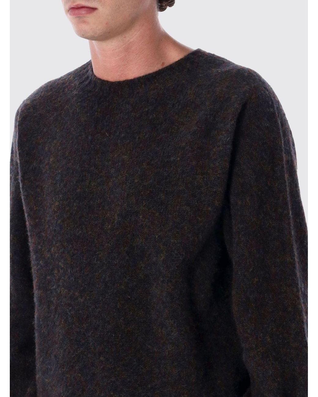 Howlin' By Morrison Black Crewneck Wool Blend Jumper With Ribbed Trims for men