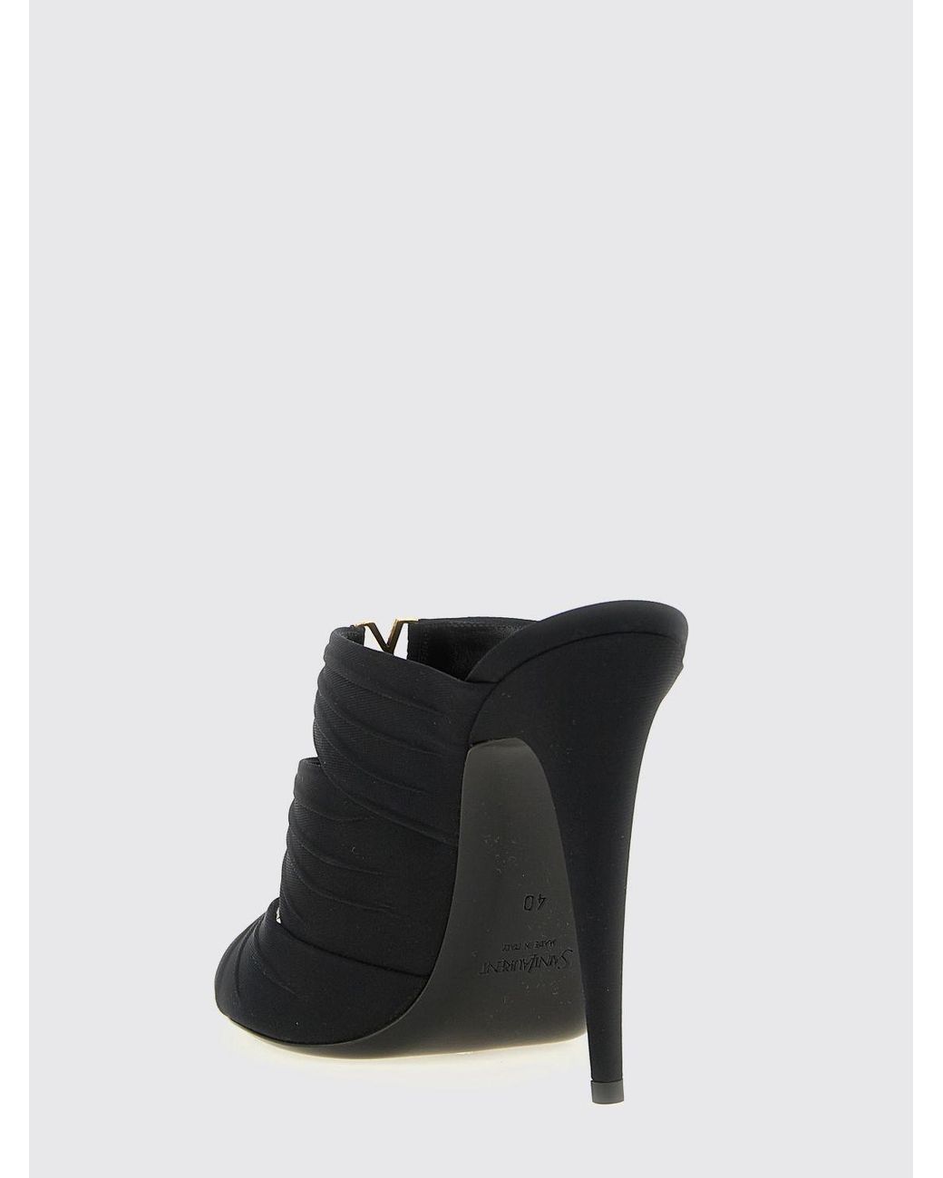 Saint Laurent Black Emilie Crêpe Satin Sandals