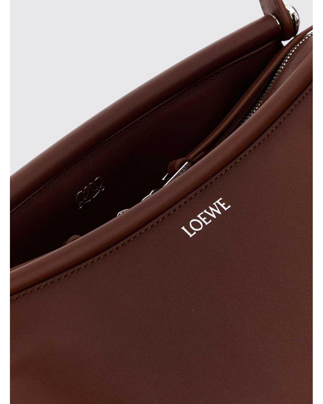 Loewe Brown Whisker Smooth Calfskin Shoulder Bag With Flat Handle