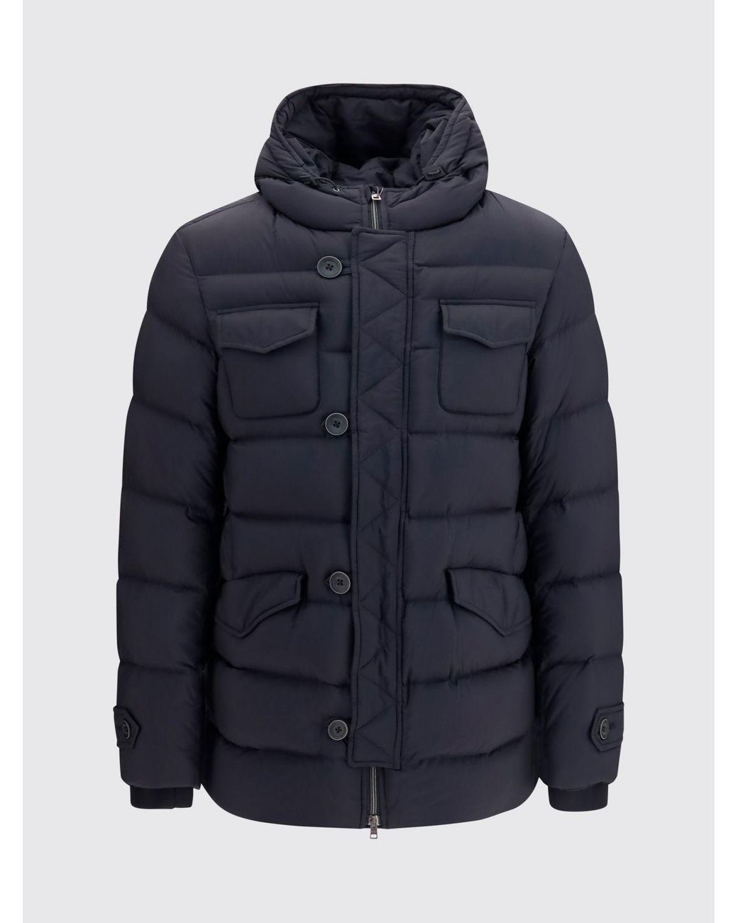 Herno Blue Eskimo Waterproof Nylon Short Down Jacket With Goose Down Padding for men