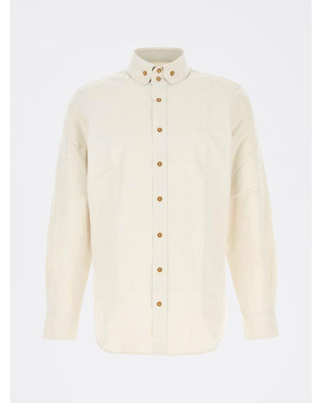 Vivienne Westwood Natural Slim Fit Cotton Shirt With Button-Down Collar for men