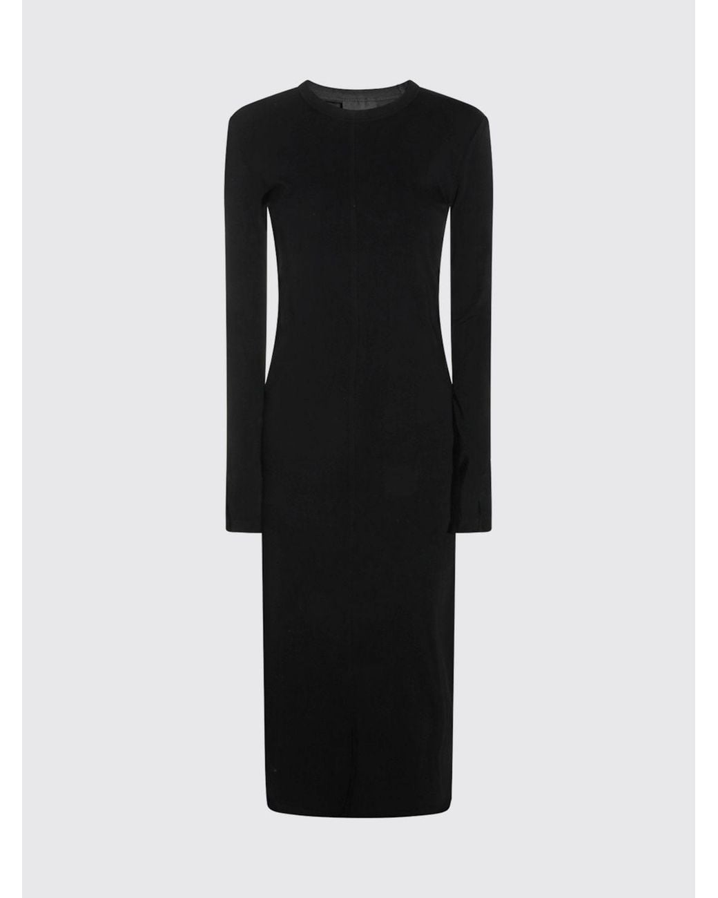 Thom Krom Black Long-Sleeved Slim Fit Cotton Blend Midi Sheath Dress