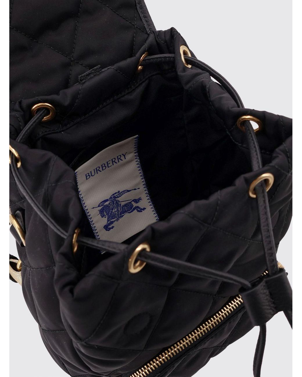 Burberry Black Quilted Nylon Backpack With Vintage Check Pattern And Ekd Logo