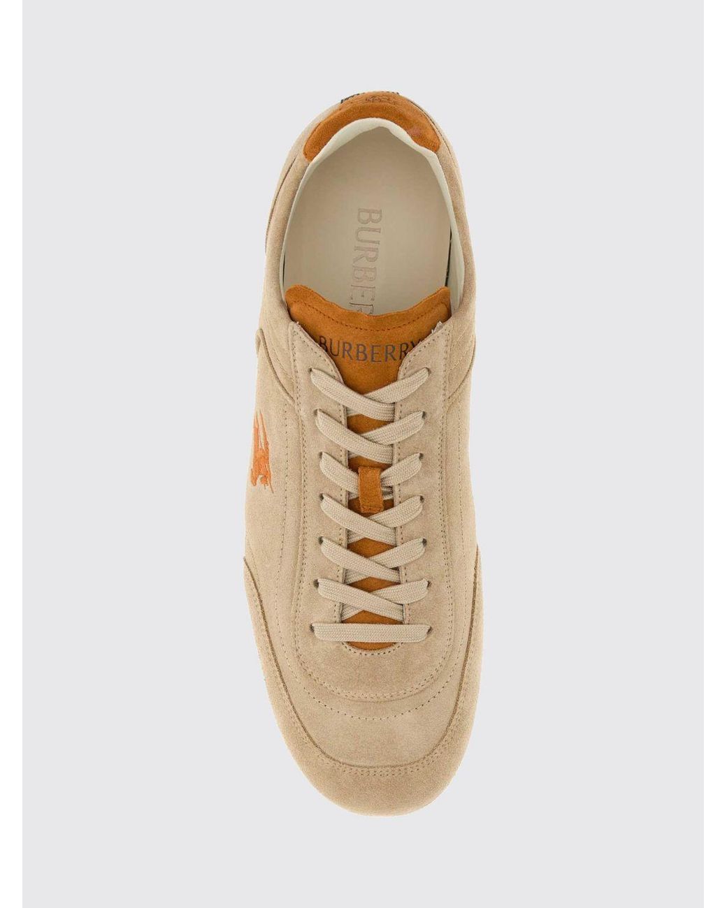 Burberry Natural Knight Suede Calfskin Sneakers With Embroidered Ekd Logo for men