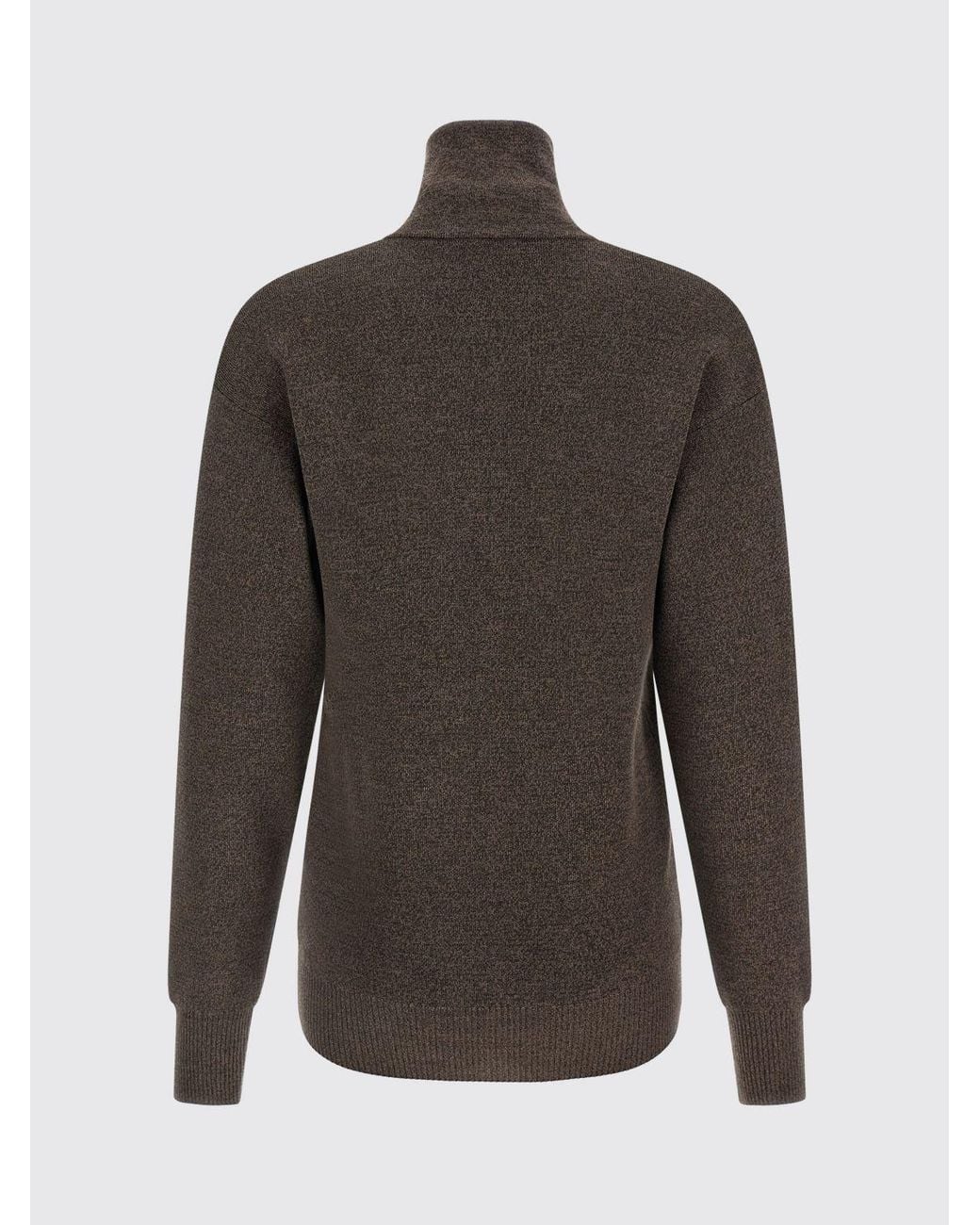 Lemaire Gray High-Neck Pure Wool Cardigan With Button Closure