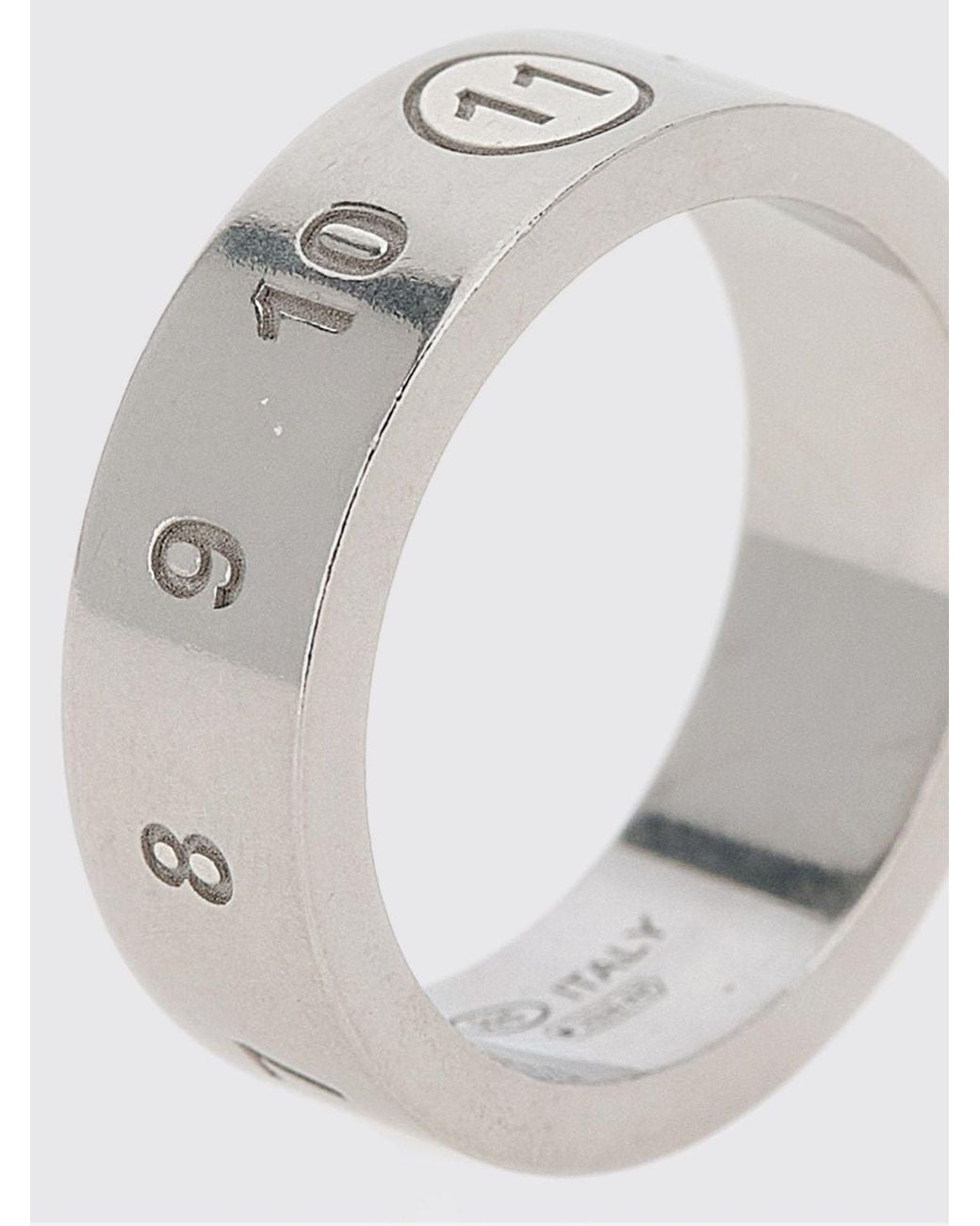 Maison Margiela White Engraved Numeric Logo Band Ring for men