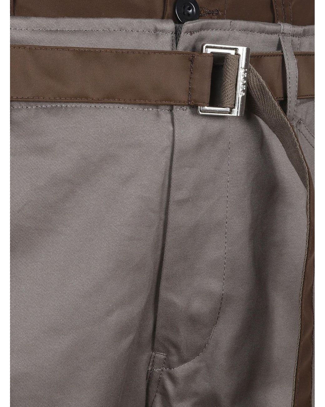 Sacai Gray Straight-Leg Cotton Cargo Trousers With Adjustable Belt for men