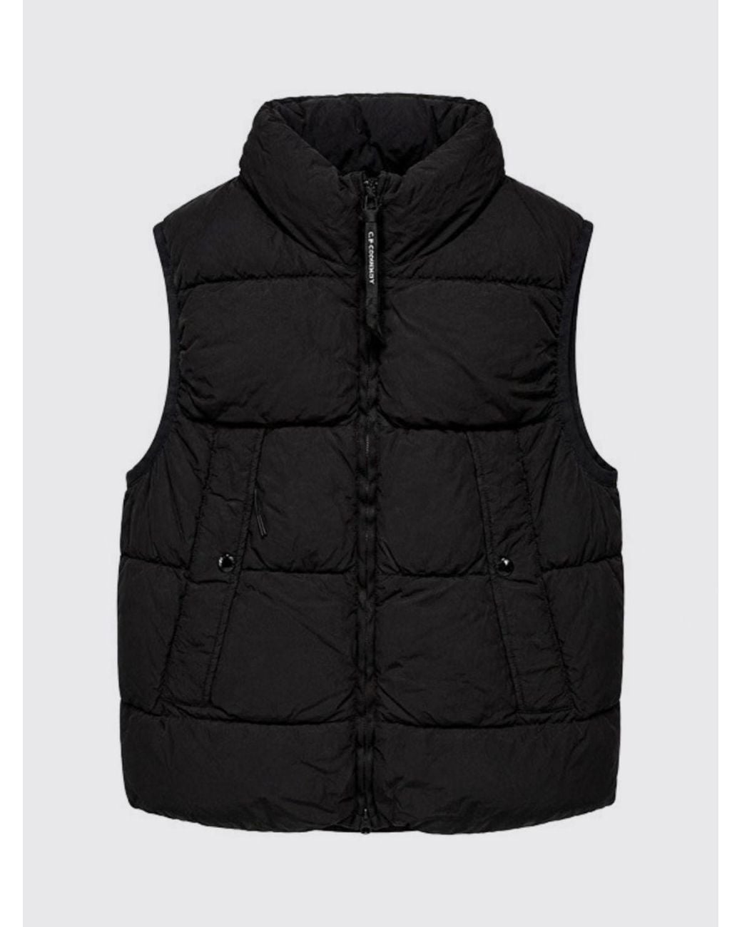 C P Company Black High Neck Quilted Technical Padded Gilet for men
