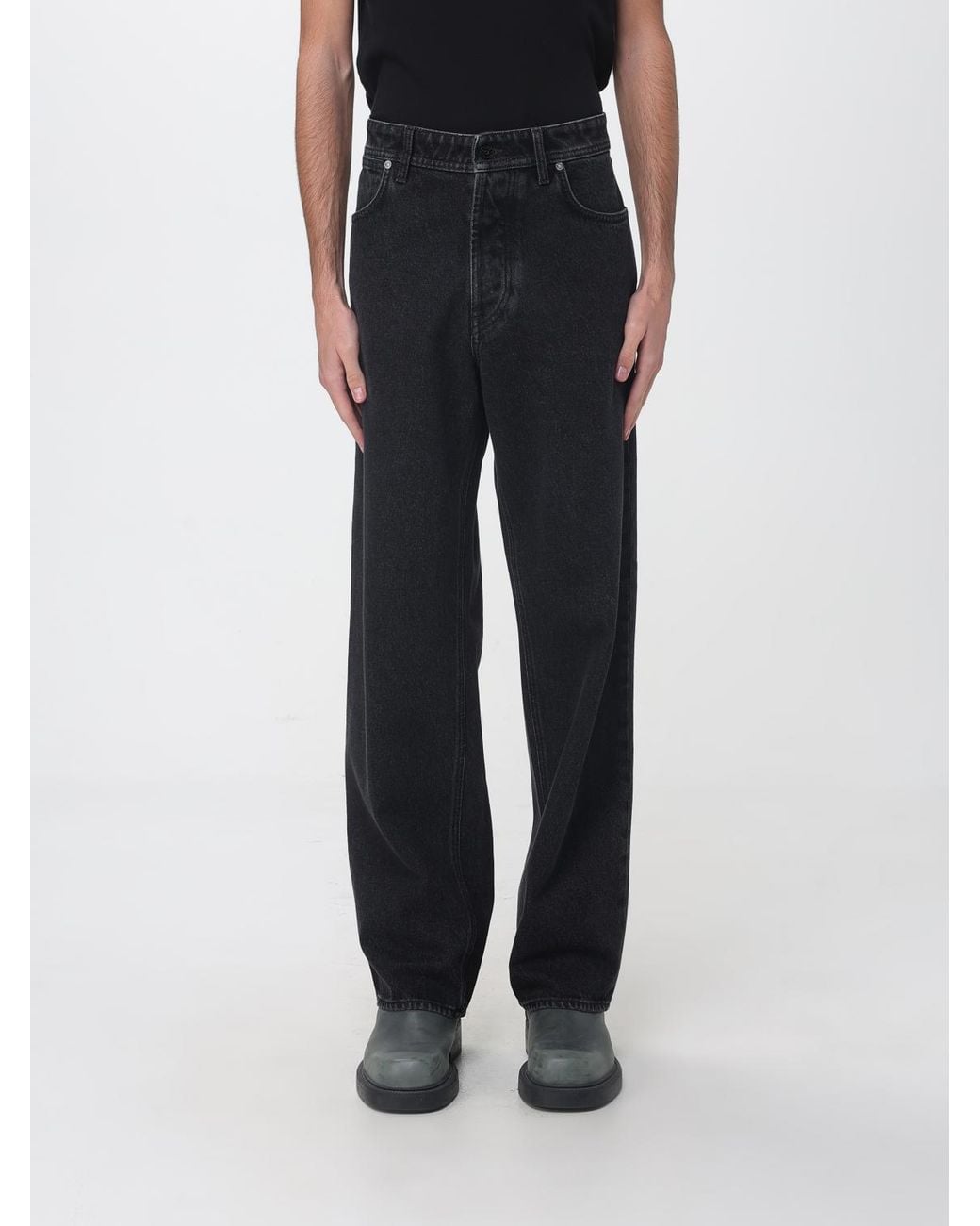 Stone Island Black Mid-Rise Straight Jeans for men