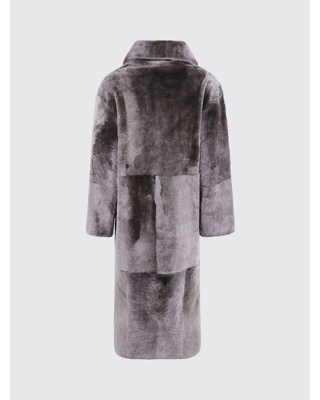 Yves Salomon Multicolor Long Double-Breasted Fur Coat With Notch Lapels
