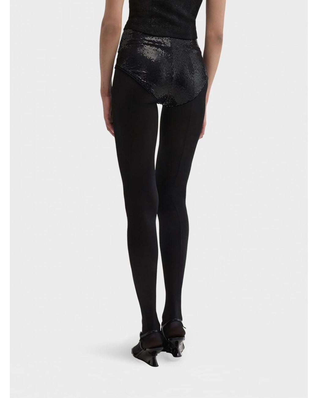 MACCAPANI Black Sequin Polyamide Culotte Shorts