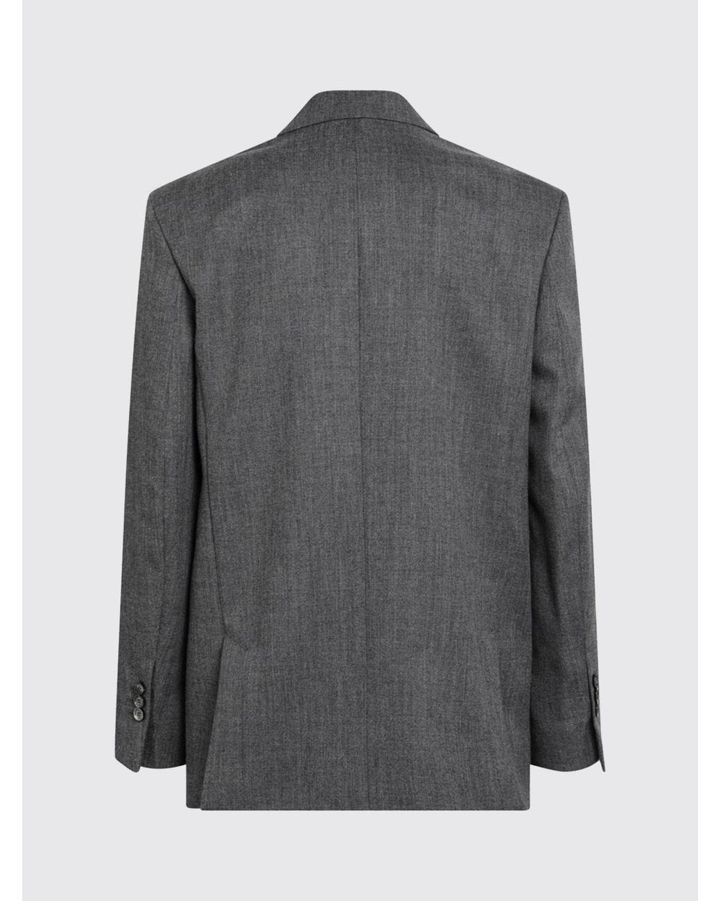 AMI Gray Double-Breasted Virgin Wool Blazer With Peak Lapels for men