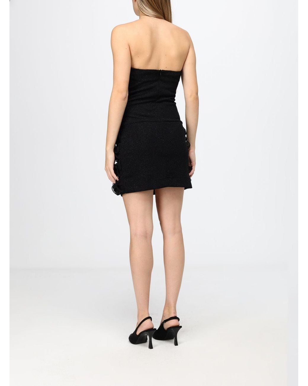 Hanita Black Off-The-Shoulder Sheath Mini Dress