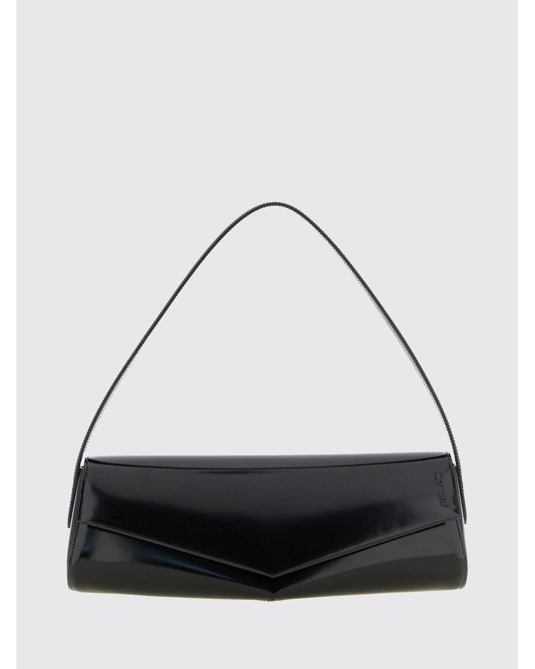 Jil Sander Black Kante Brushed Calfskin Shoulder Bag With Flat Handle