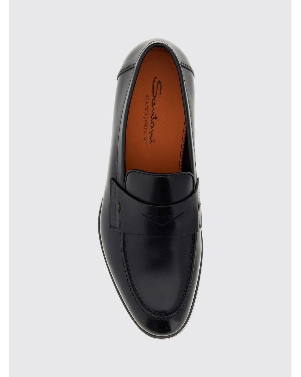 Santoni White Smooth Calf Leather Penny Loafers With Saddle Strap for men