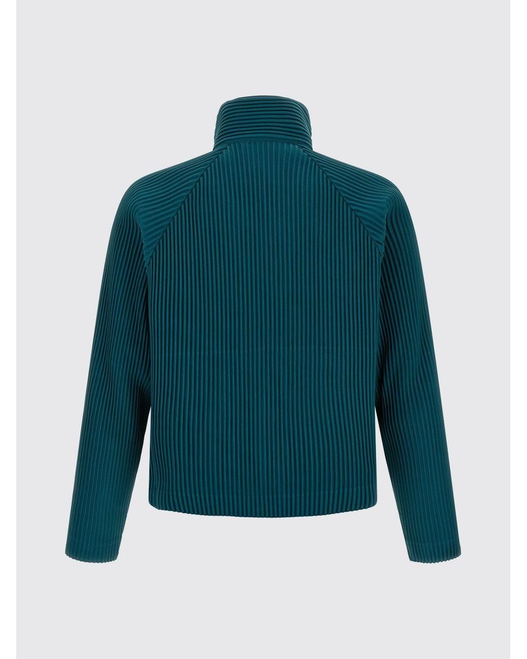 Homme Plissé Issey Miyake Blue High-Neck Pleated Technical Fabric Cardigan Homme Plissé Issey Miyake for men