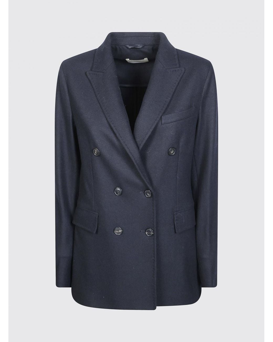 Circolo 1901 Blue Double-Breasted Virgin Wool Blend Blazer With Peak Lapels