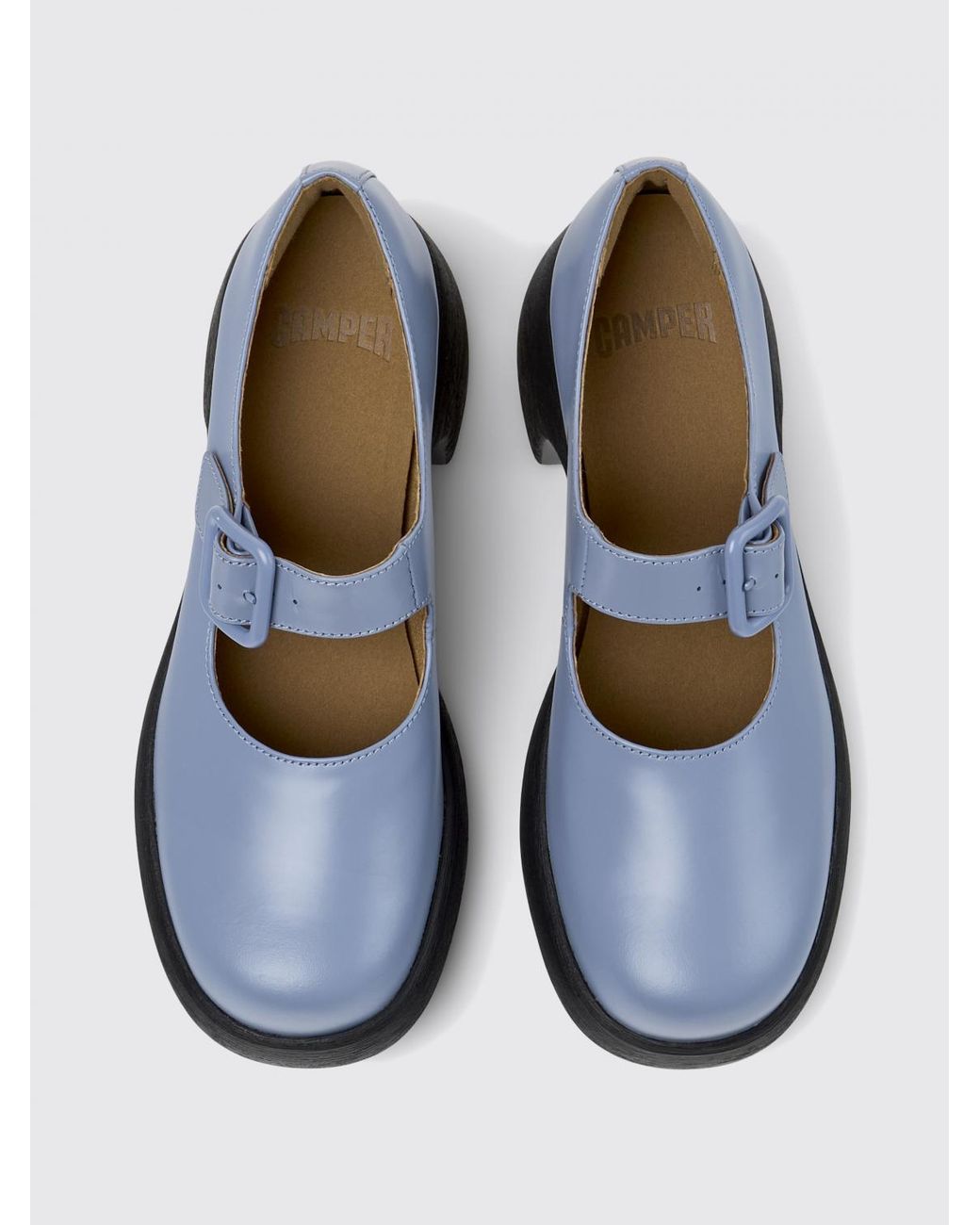 Camper Blue Thelma Ii Leather Mary Jane Shoes