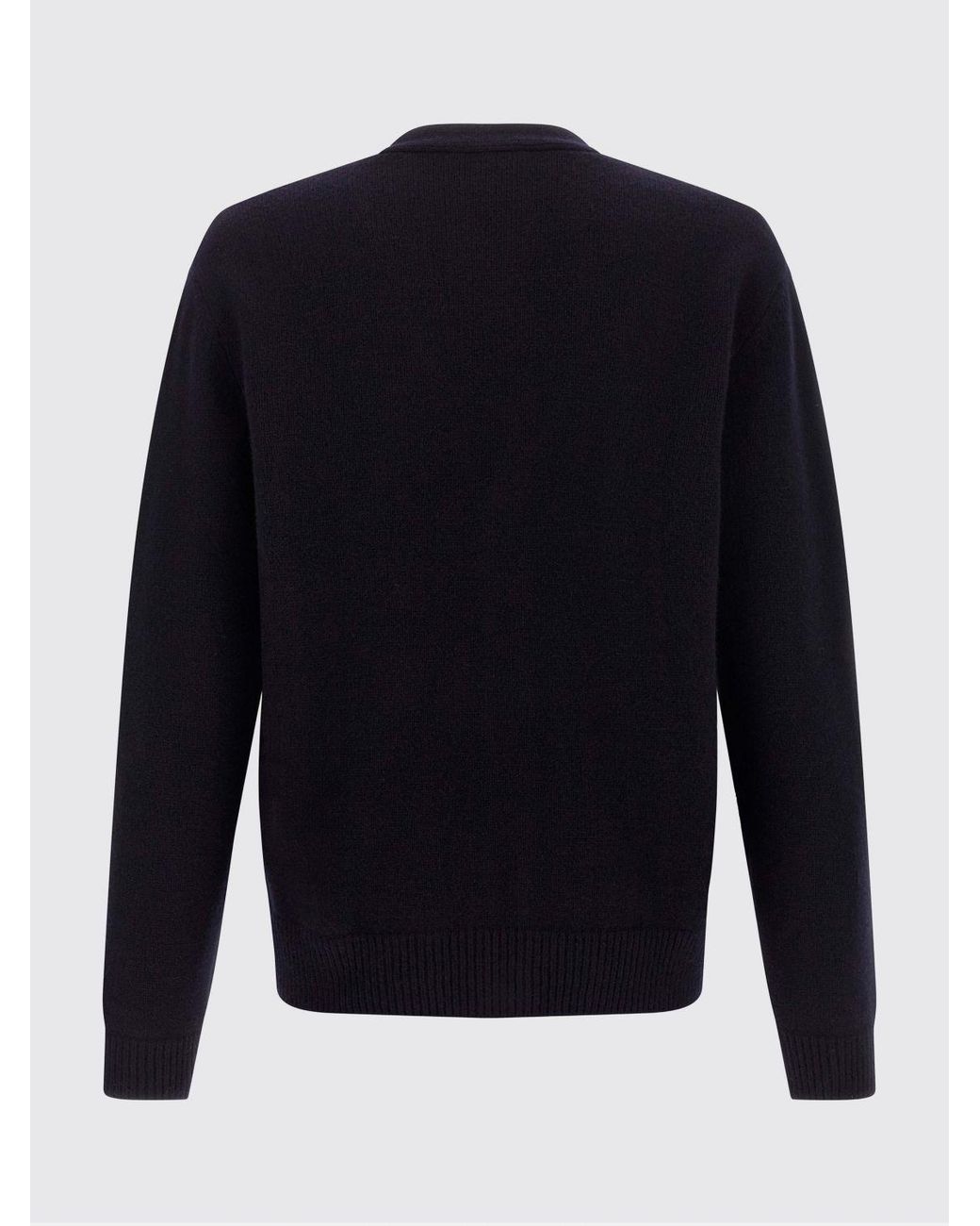 A.P.C. Blue V-Neck Pure Wool Cardigan With Contrast Logo for men
