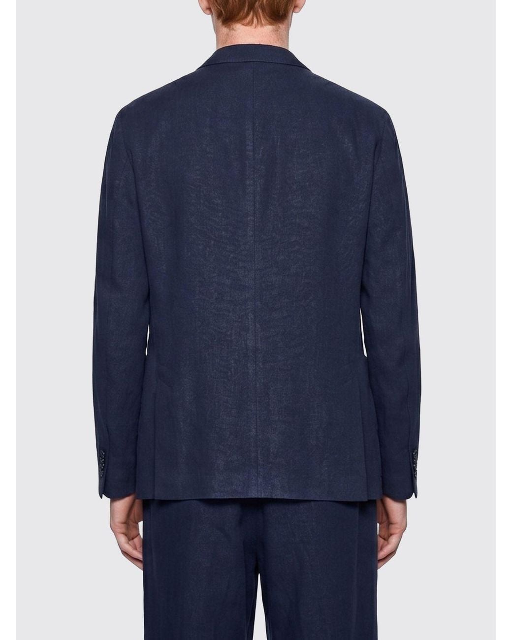 Giorgio Armani Blue Unlined Single-Breasted Linen Blazer for men