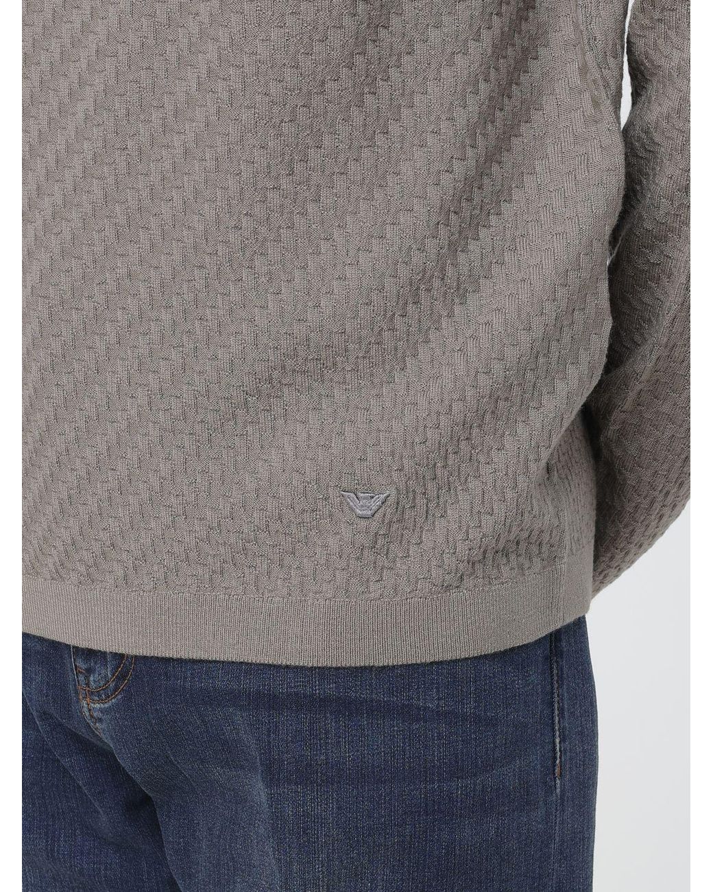 Emporio Armani Gray Basic Crew-Neck Jumper for men