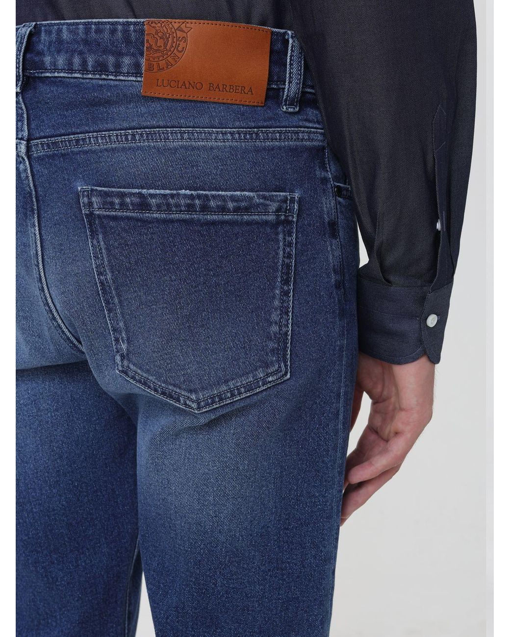 Luciano Barbera Blue Mid-Rise Slim Fit Skinny Jeans for men