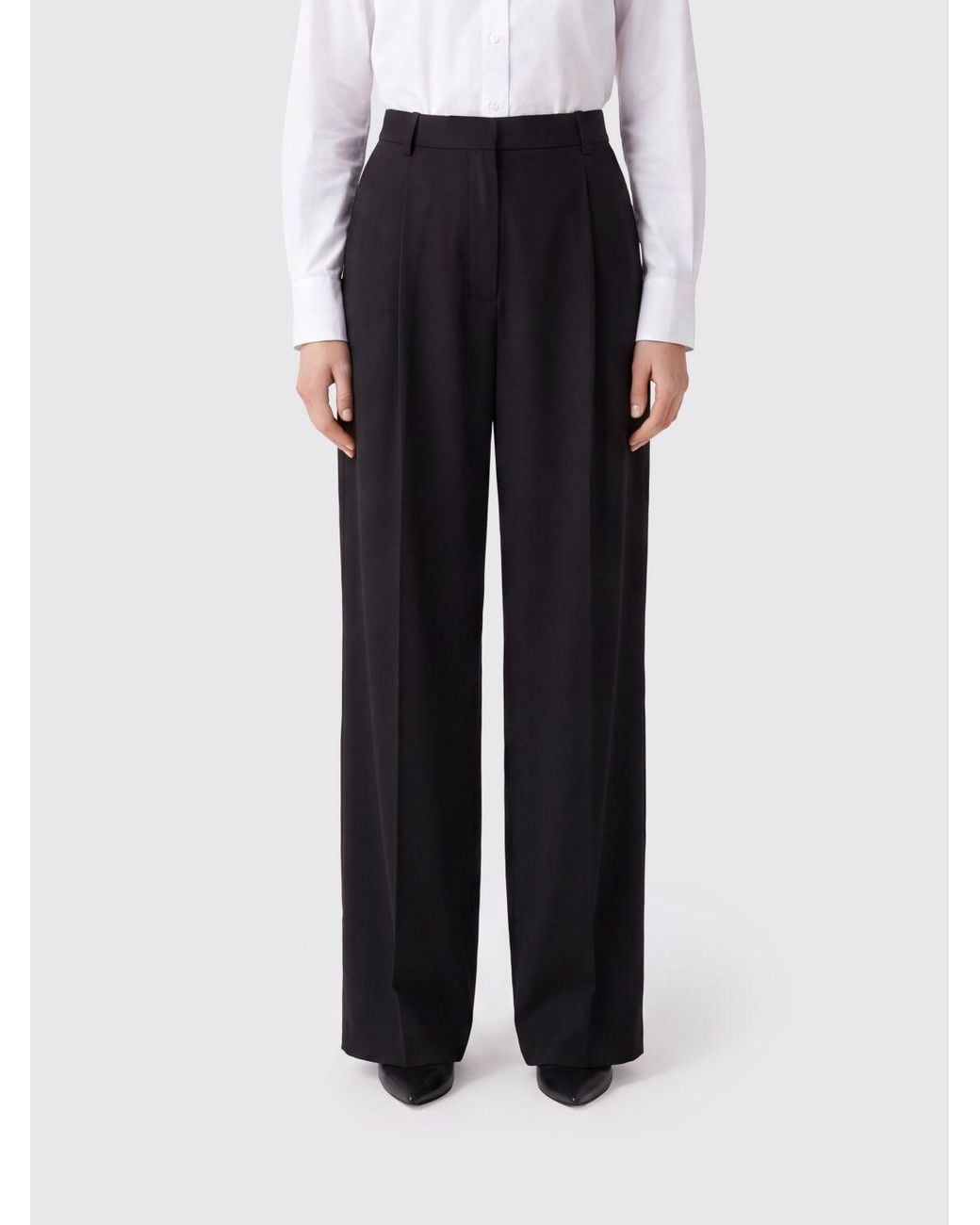 Emporio Armani Black High-Waisted Crêpe Palazzo Trousers With Pleats