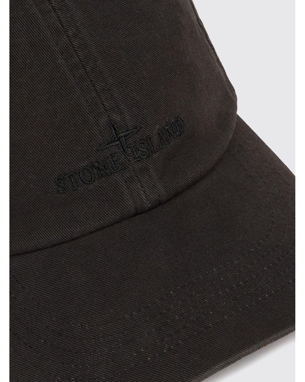 Stone Island Black Embroidered Logo Cotton Baseball Cap for men