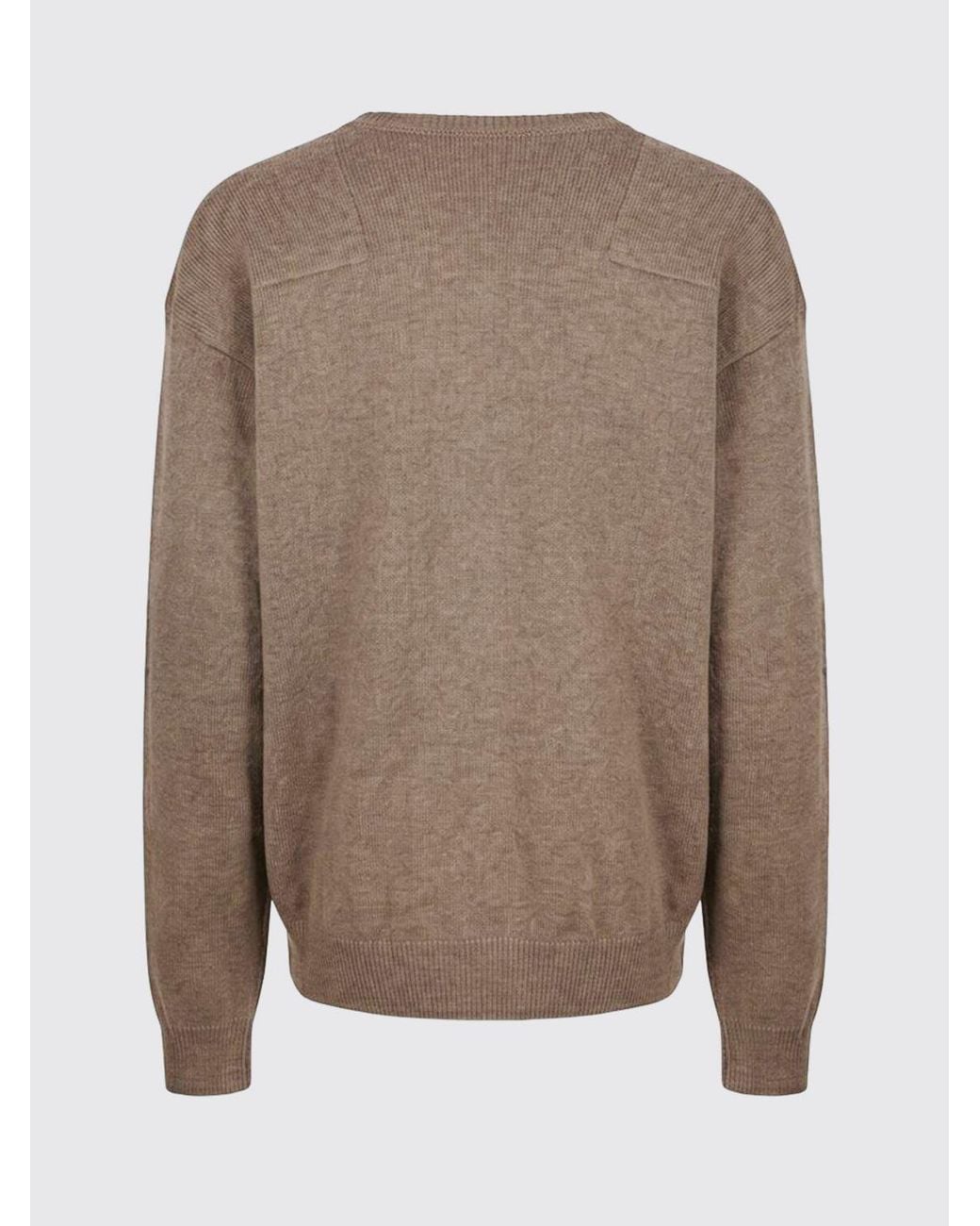 Jil Sander Brown V-Neck Long-Sleeved Wool Blend Jumper for men