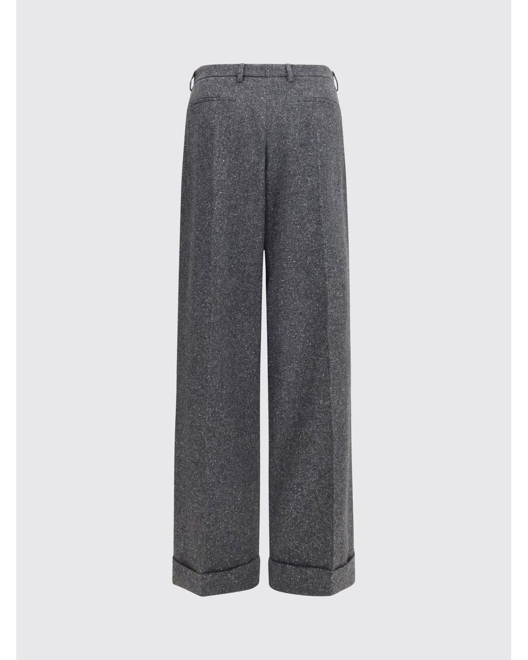 Valentino Garavani Gray Wide-Leg Tailored Wool Blend Trousers With Turn-Up Cuffs for men