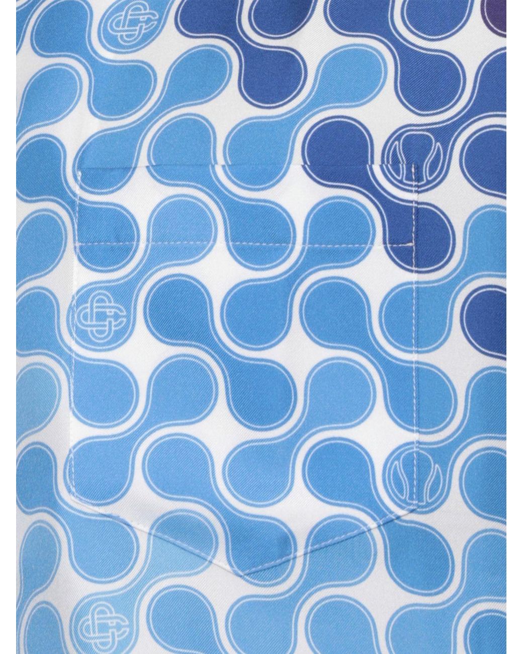 Casablanca Blue Printed Silk Casual Shirt for men