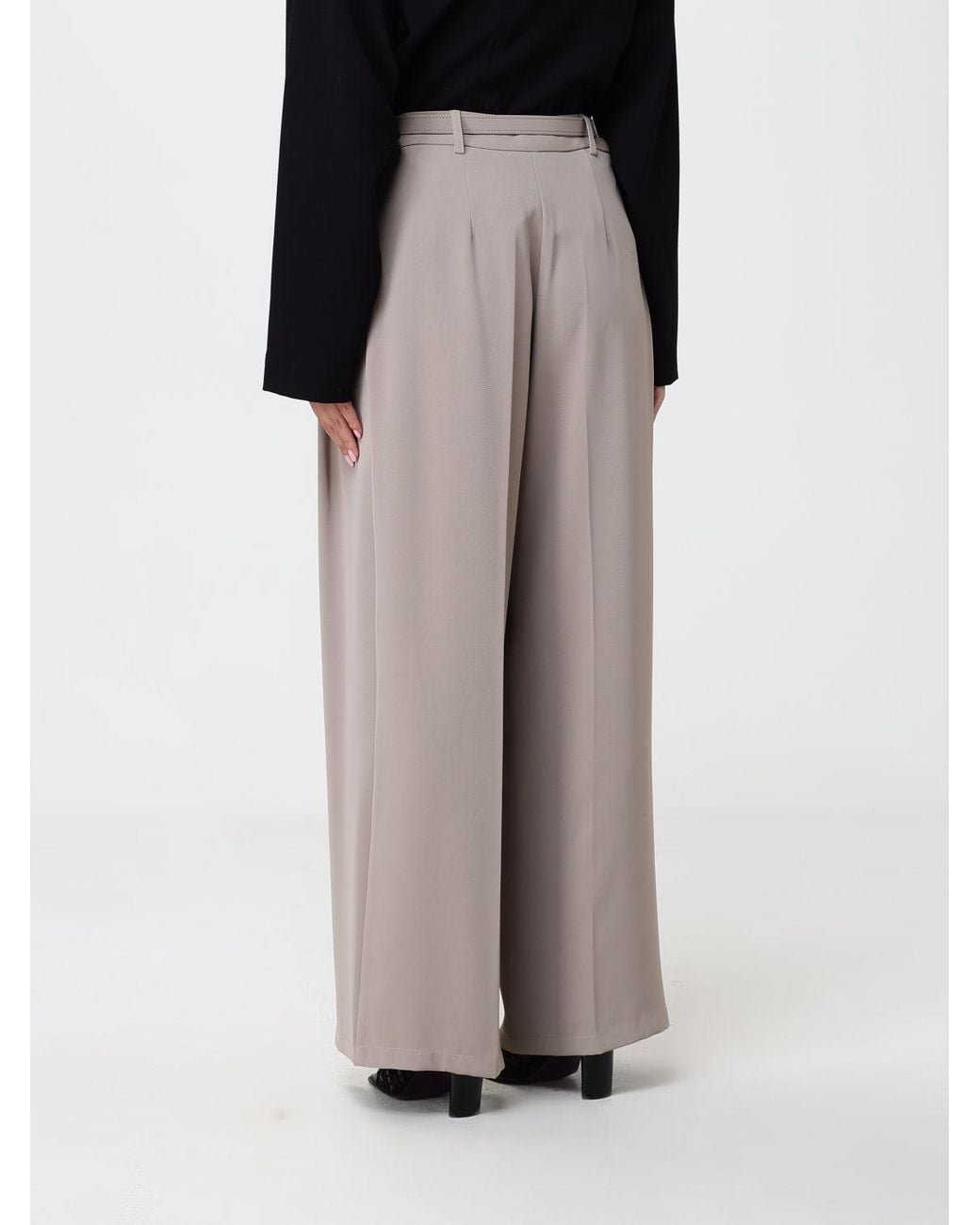 SIMONA CORSELLINI Natural Crêpe Palazzo Trousers With Pleats And Belt