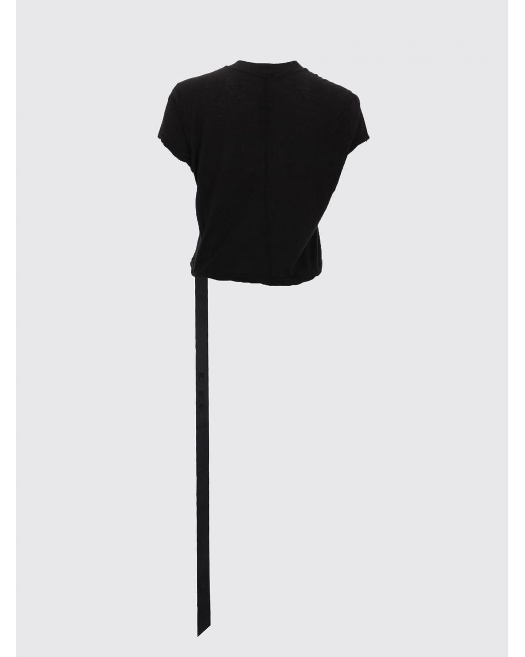 Rick Owens Black Cotton T-Shirt With Webbing