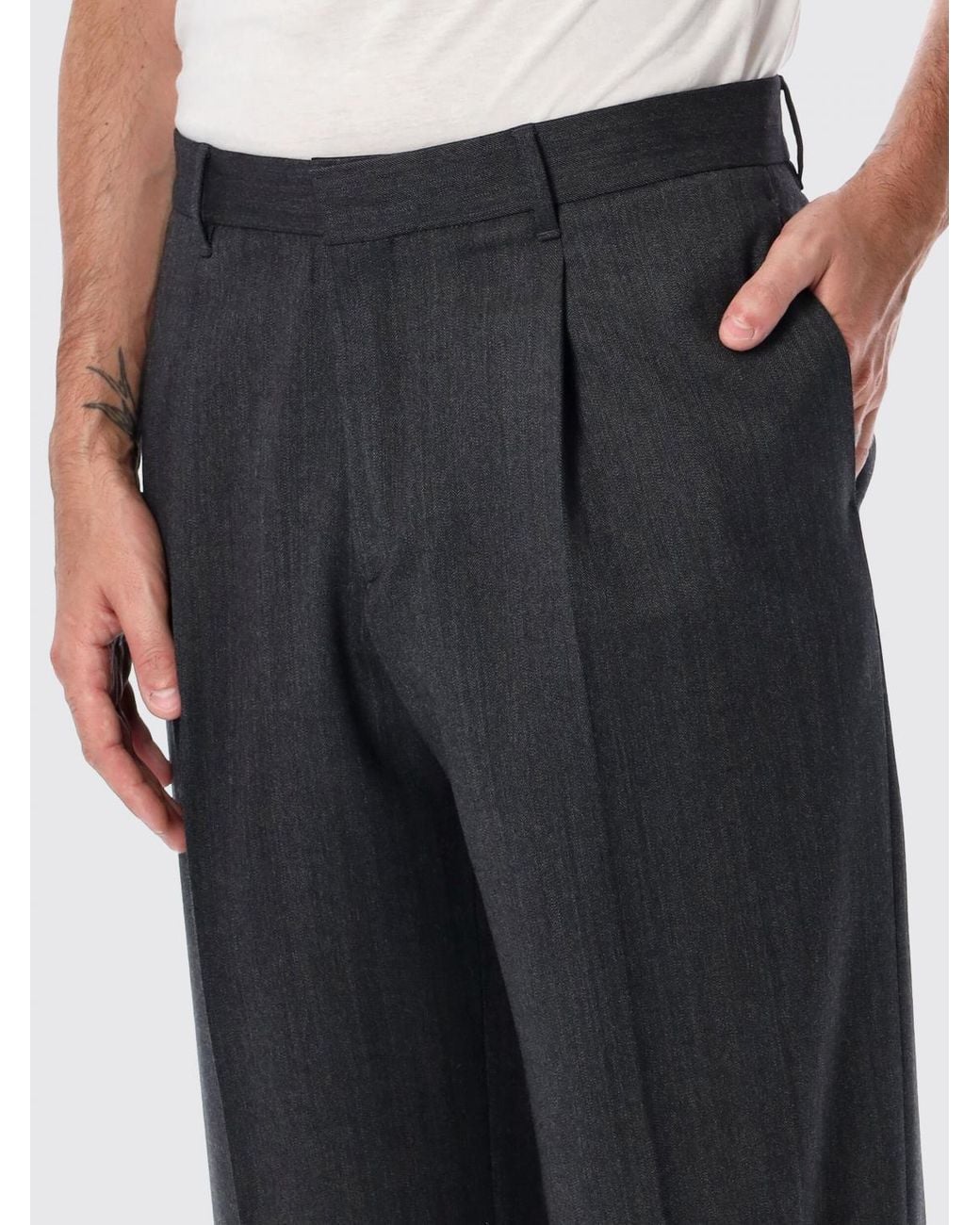 Lardini Blue Wide-Leg Stretch Virgin Wool Pleated Trousers for men