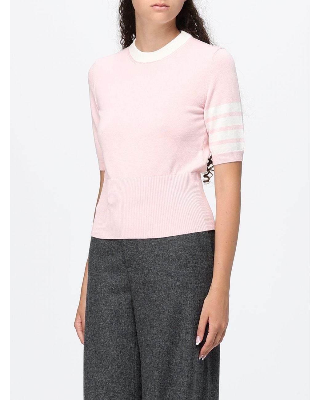 Thom Browne Pink Hector Crewneck Short-Sleeved Sweater