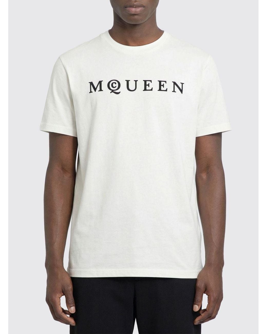McQueen White Logo Cotton T-Shirt for men