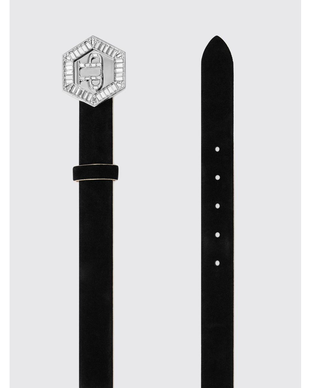 Philipp Plein Black Suede Belt With Jewel Buckle