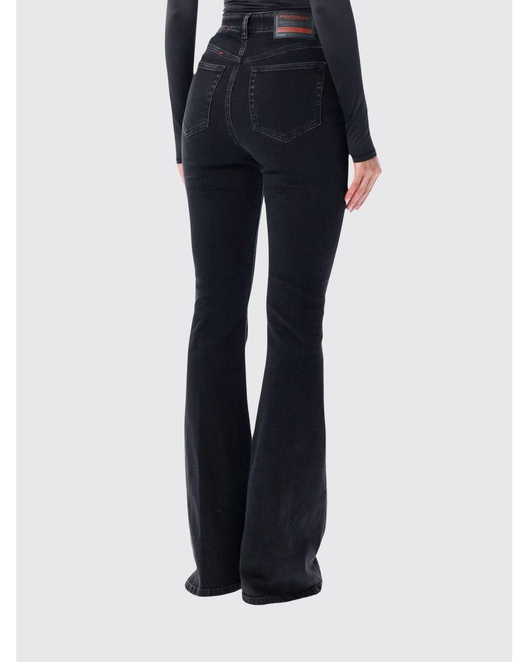 DIESEL Blue High-Waisted Flared 5-Pocket Cotton Denim Jeans