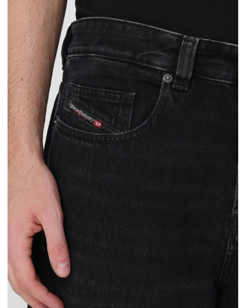 DIESEL Black Wide Leg Mid-Rise Jeans for men