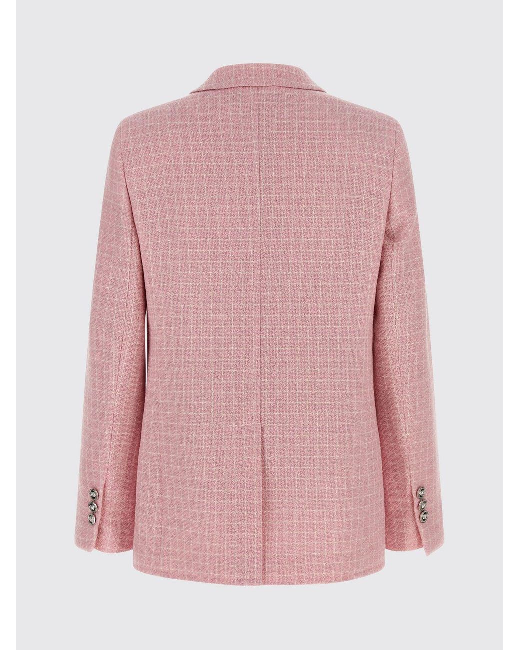 Versace Pink Checked Single-Breasted Virgin Wool Blazer
