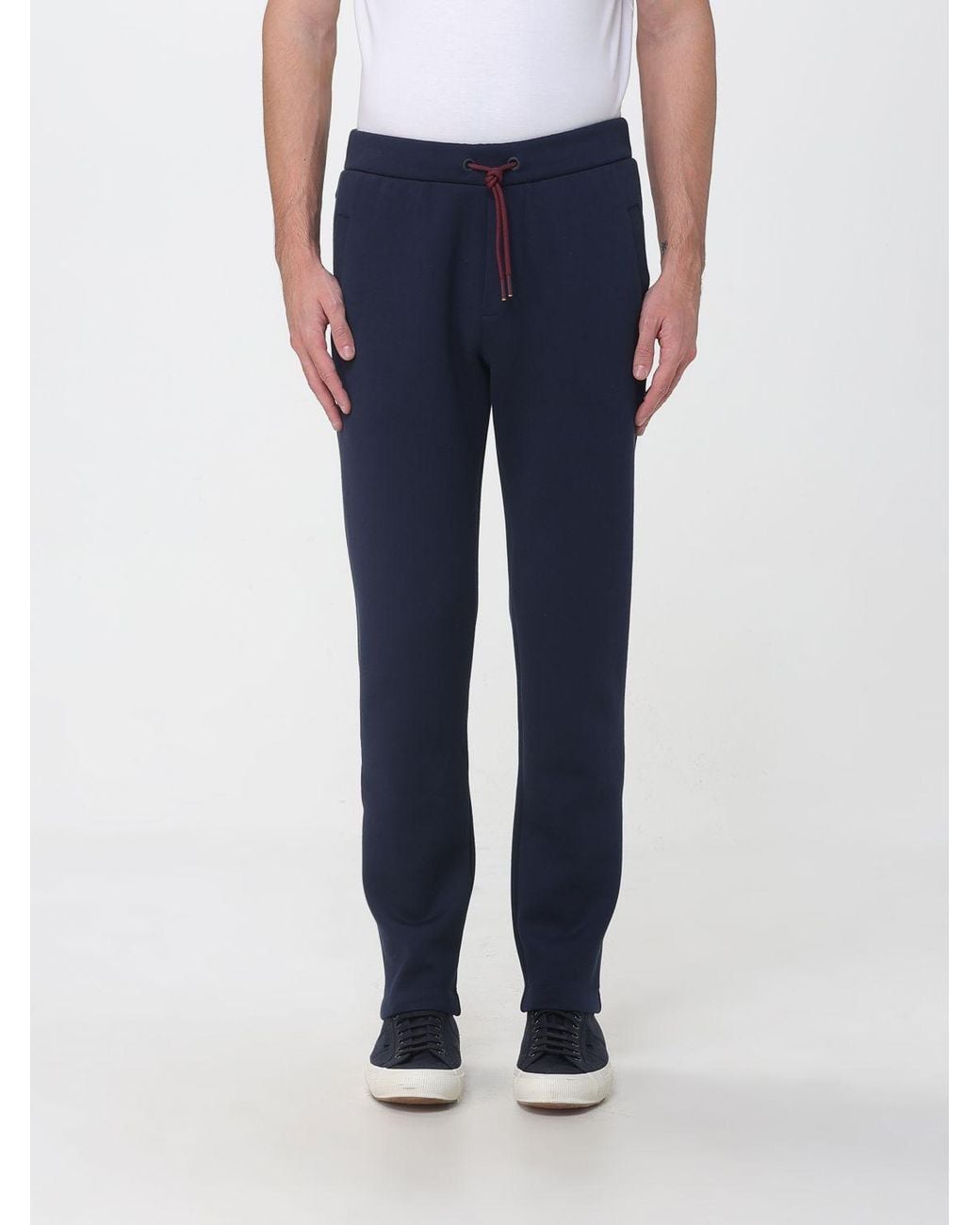 Paul & Shark Blue Paul &Amp Shark Slim Fit Cotton Jogging Trousers With Drawstring Waist for men
