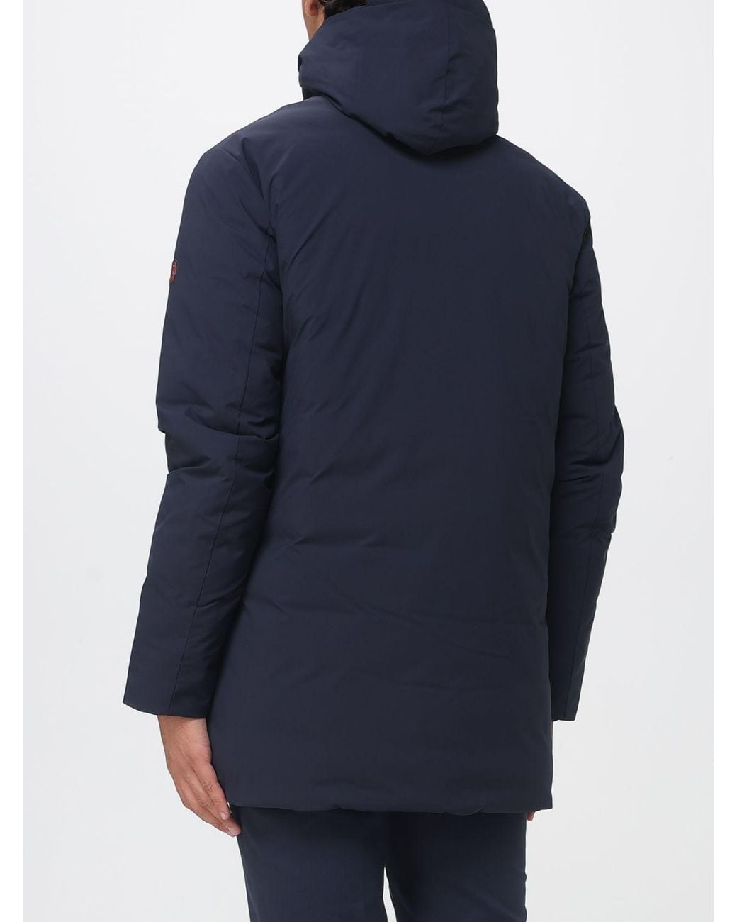 Save The Duck Blue Short Padded Waterproof Polyester Parka With Hood for men