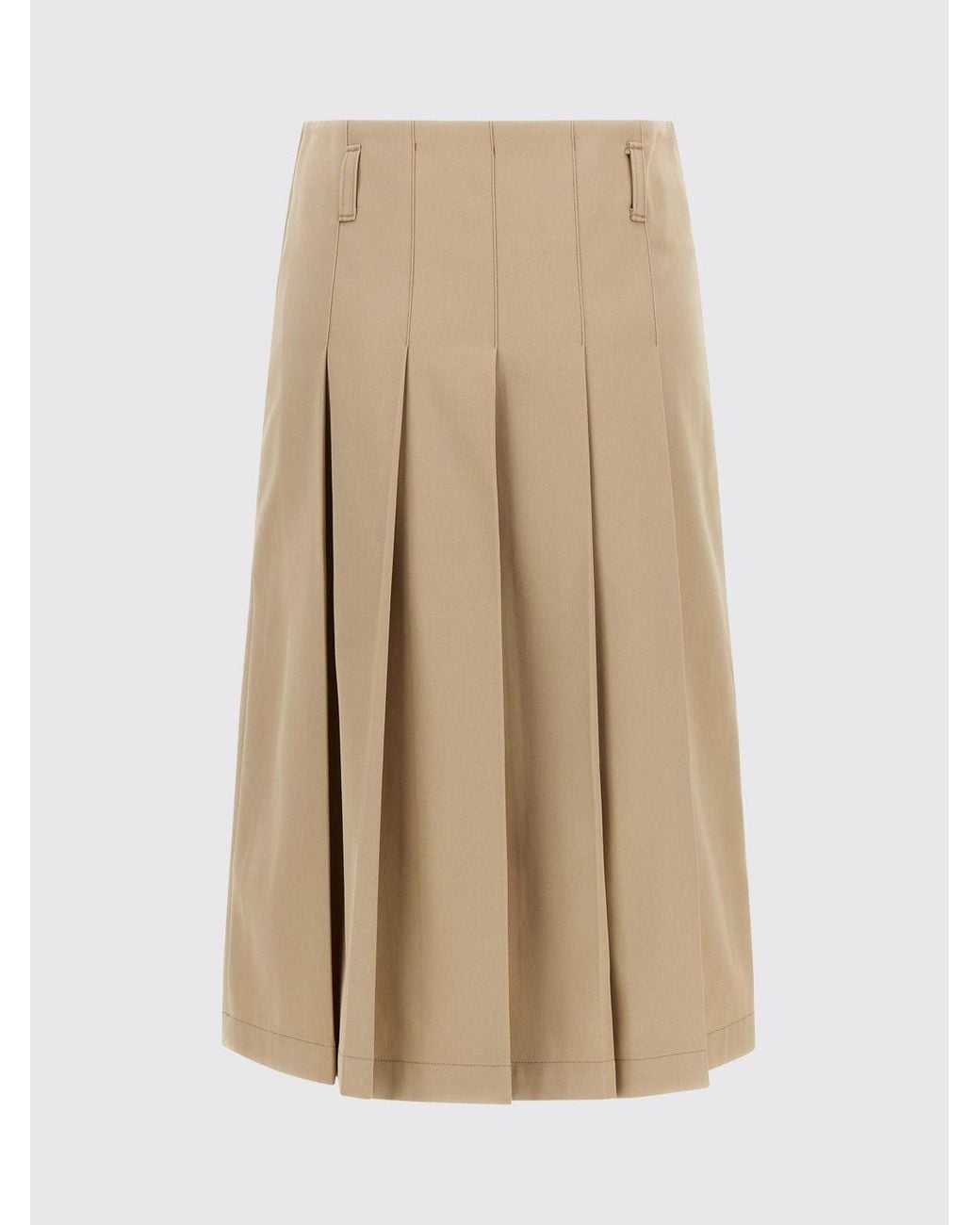 A.P.C. Natural Pleated Cotton Midi Skirt With Belt Loops