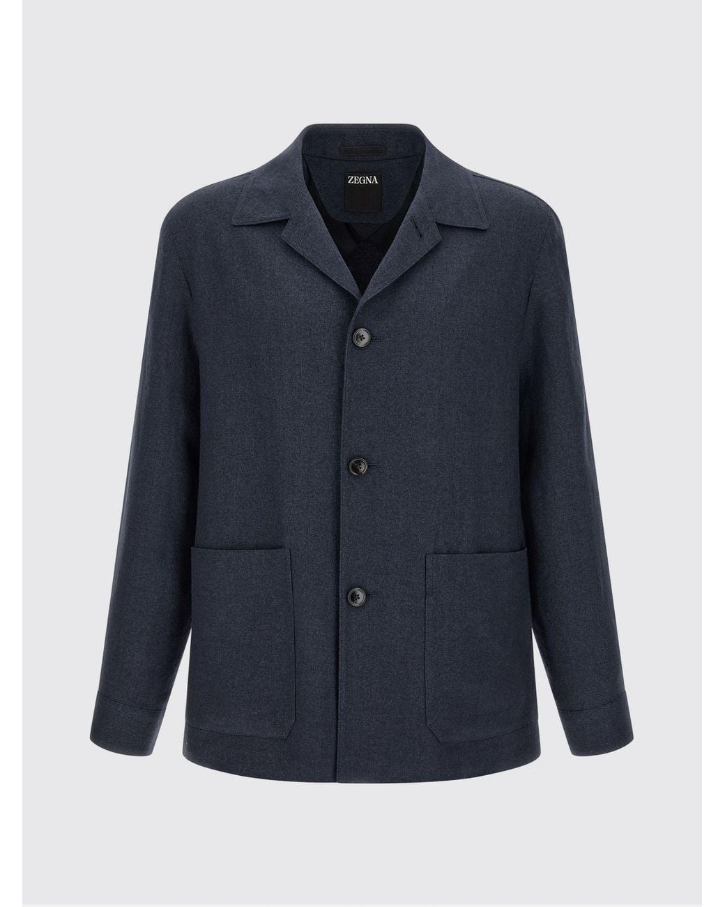 Zegna Blue Single-Breasted Linen And Wool Blazer for men