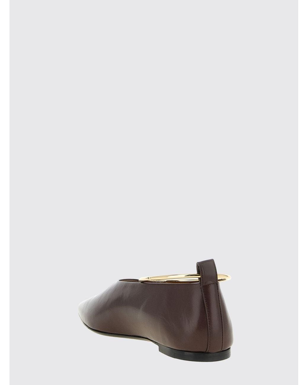 Jil Sander Brown Ring Goatskin Ballet Flats With Metal Ring Detail