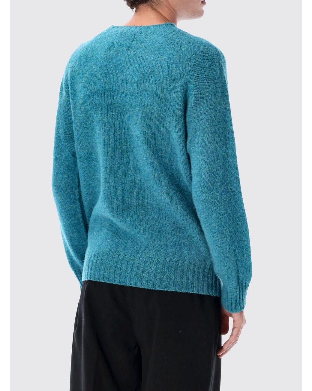 Howlin' By Morrison Blue Crewneck Wool Blend Jumper With Ribbed Trims for men