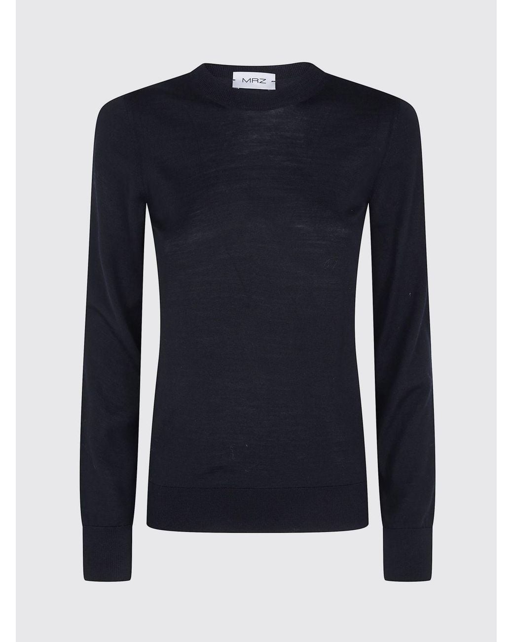 Mrz Blue Ribbed-Trim Virgin Wool Crewneck Jumper